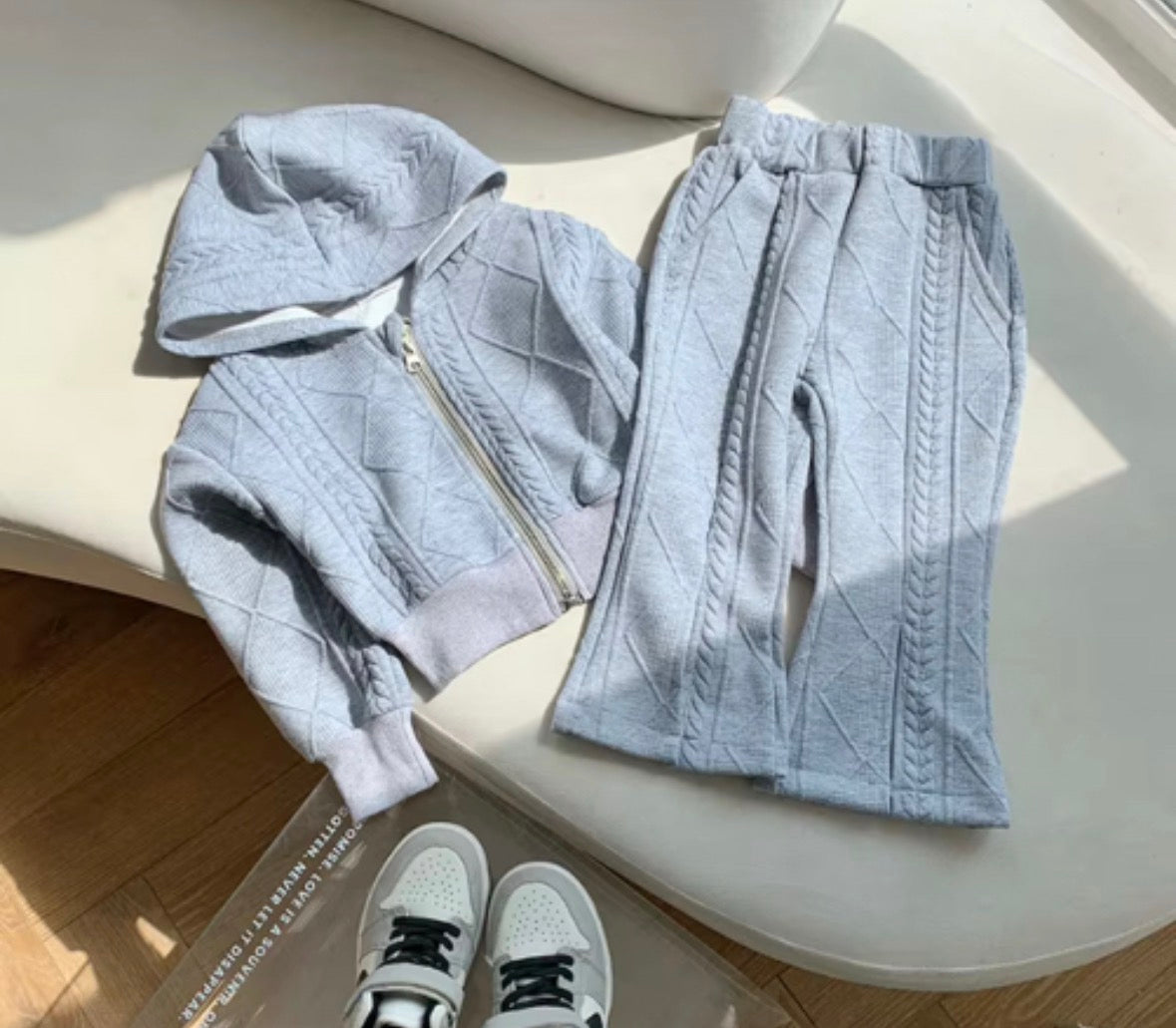 Grey 2pcs Knitted Set
