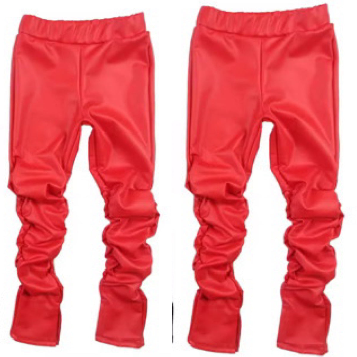 Red Leather Stacked Leggings