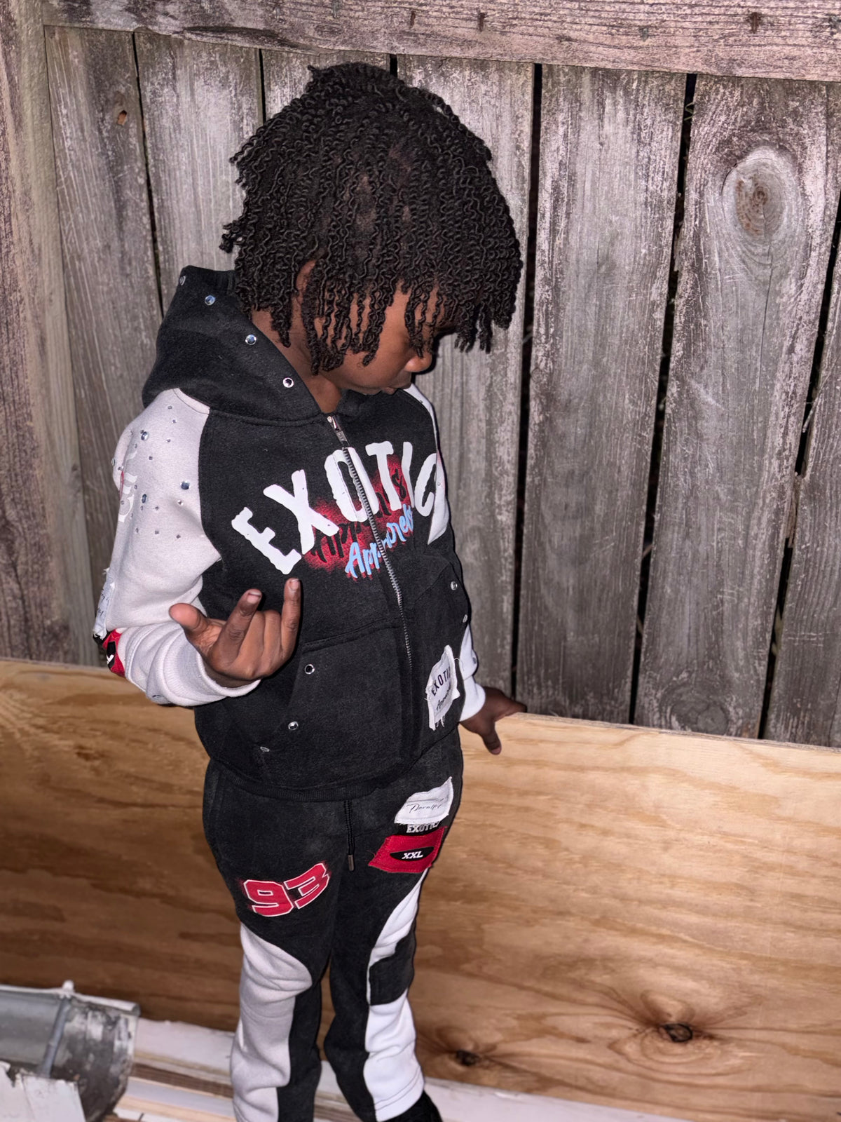 Exotic Custom Hooded, Black Acid Stack Set