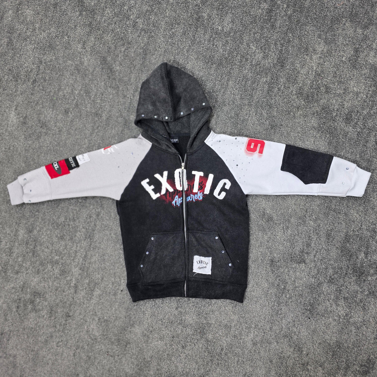 Exotic Custom Hooded, Black Acid Stack Set