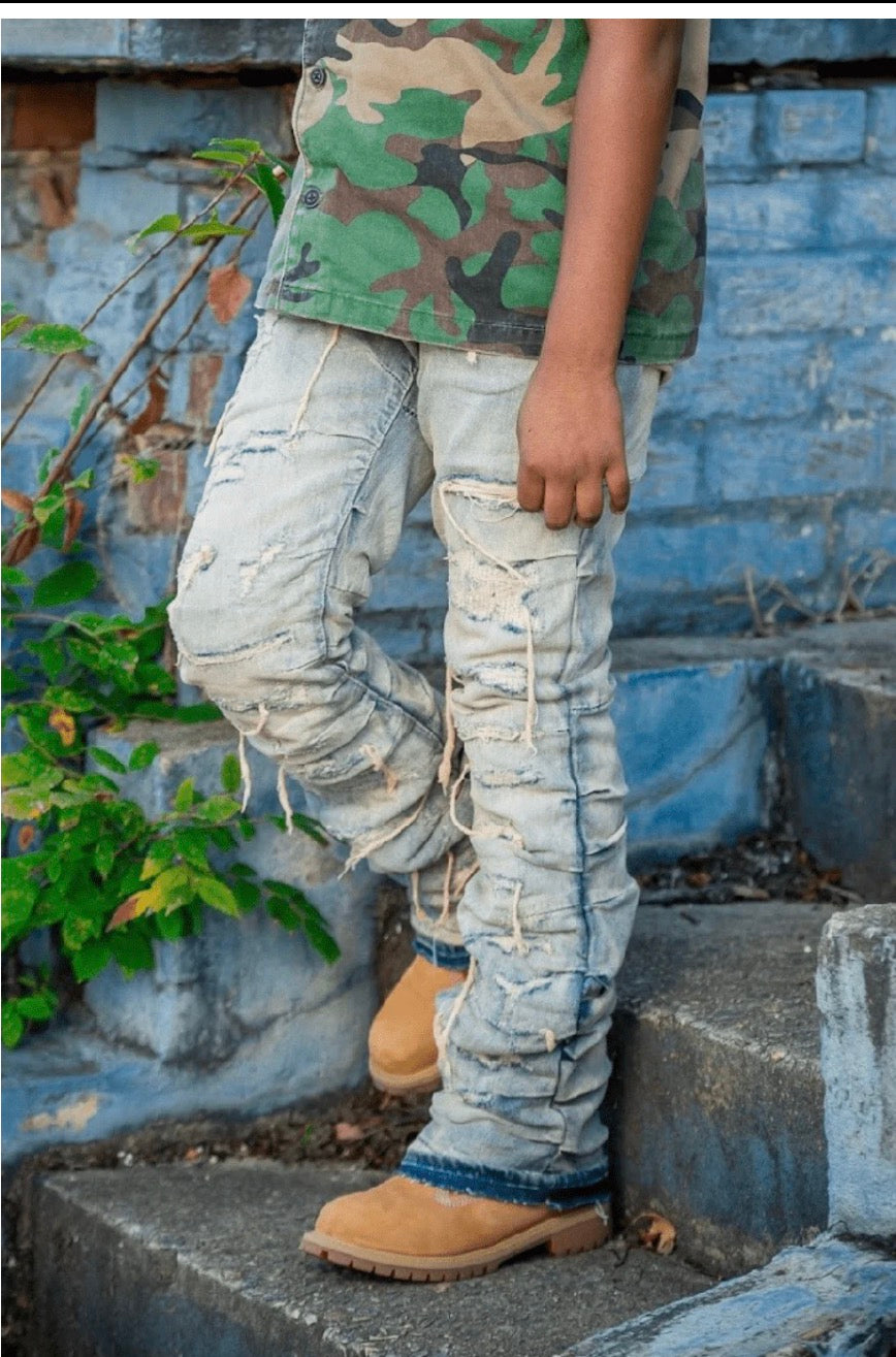 Boys Blue Stacked Denim Jeans