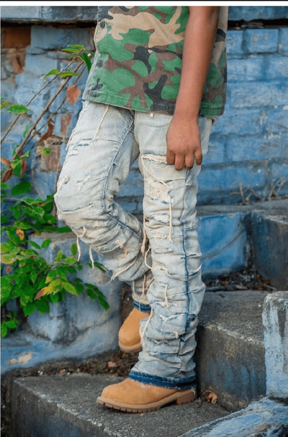Boys Blue Stacked Denim Jeans