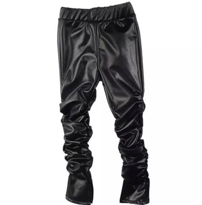 Unisex Stacked Leather Leggings