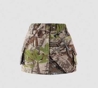 Camo Denim Skirt Set