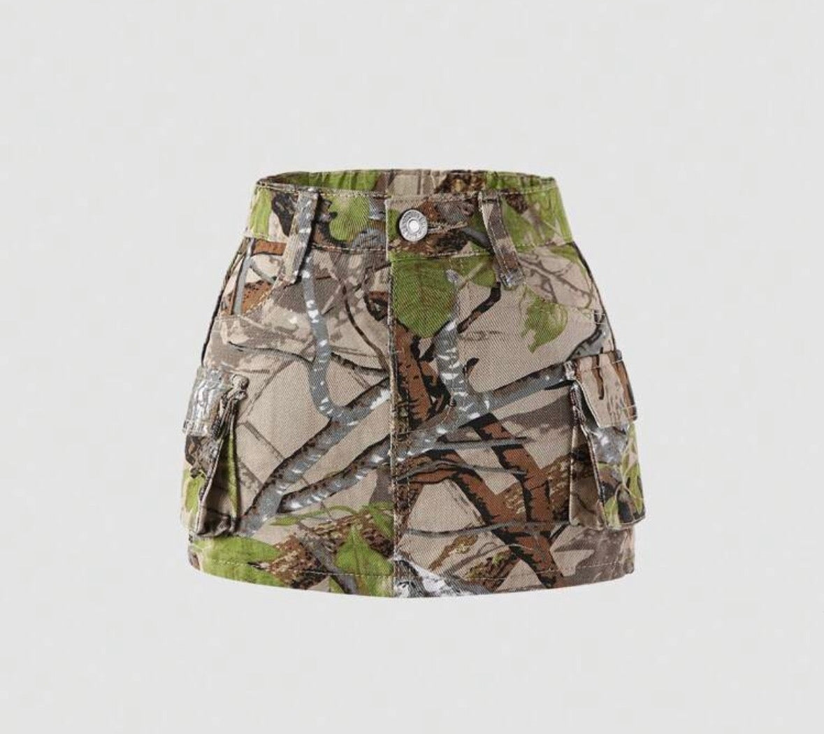 Camo Denim Skirt Set