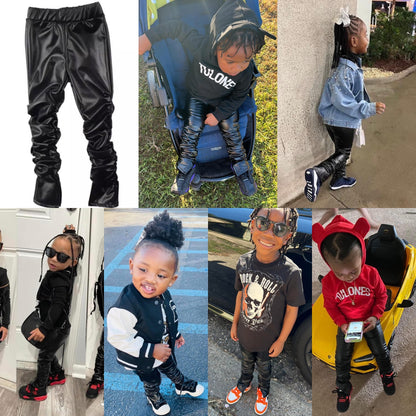 Unisex Stacked Leather Leggings