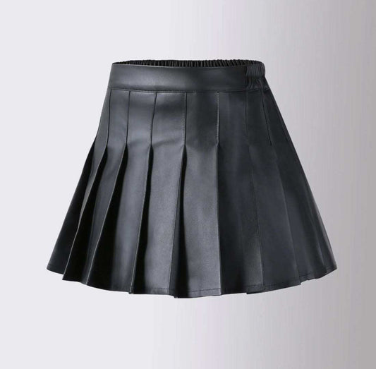 Pleated Leather Skirt