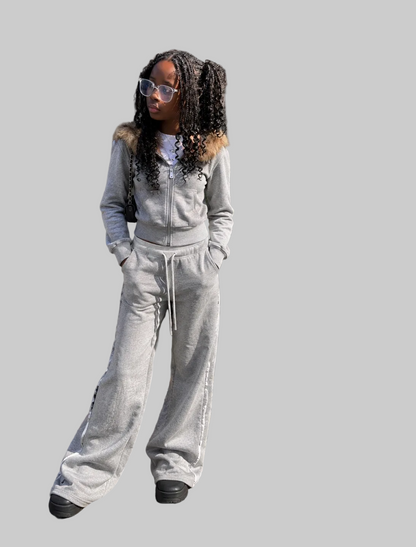 Fur Hooded Jogging Suit