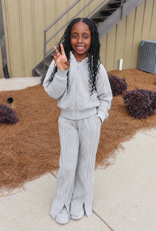 Grey 2pcs Knitted Set