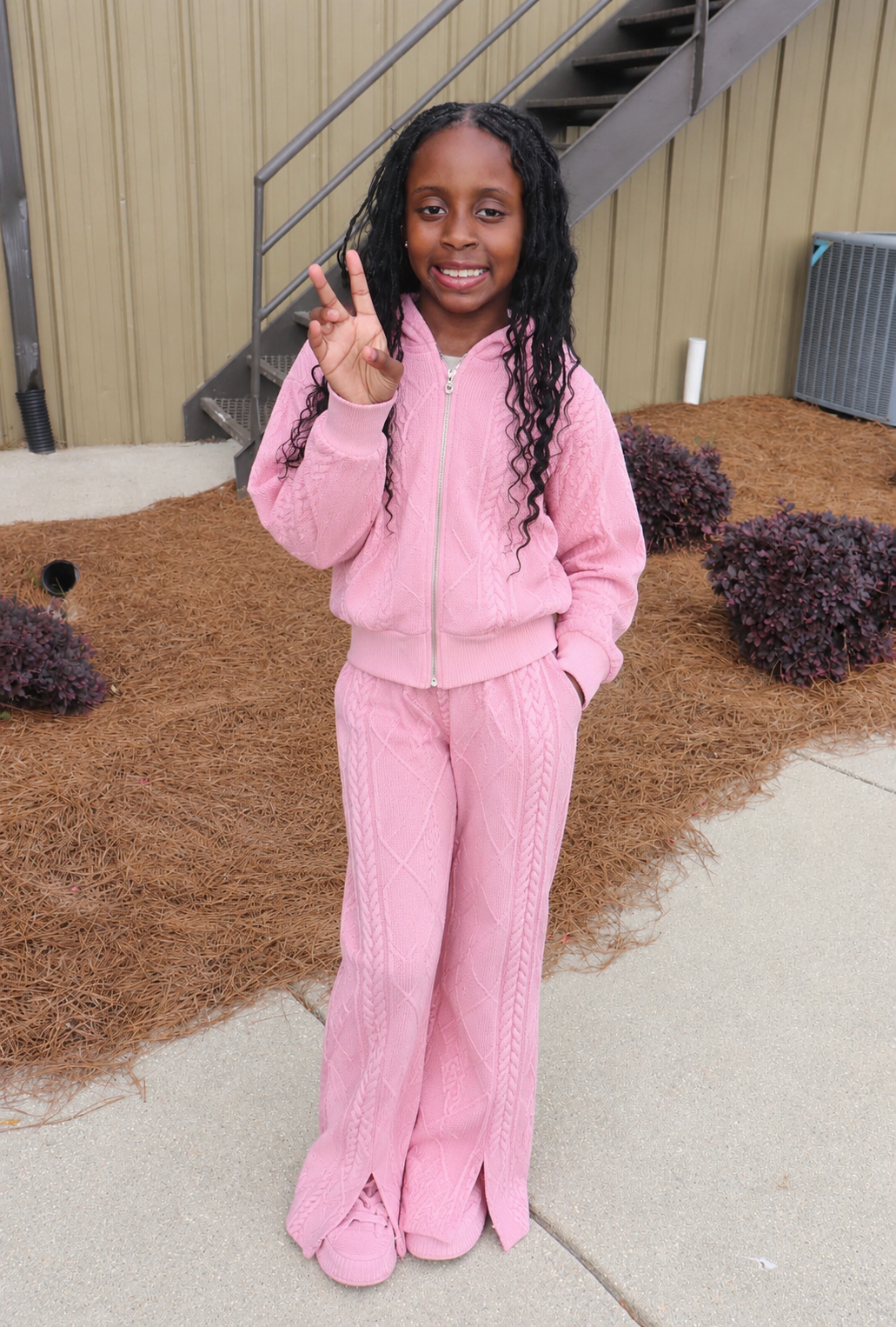 Pink 2pcs Knitted Set